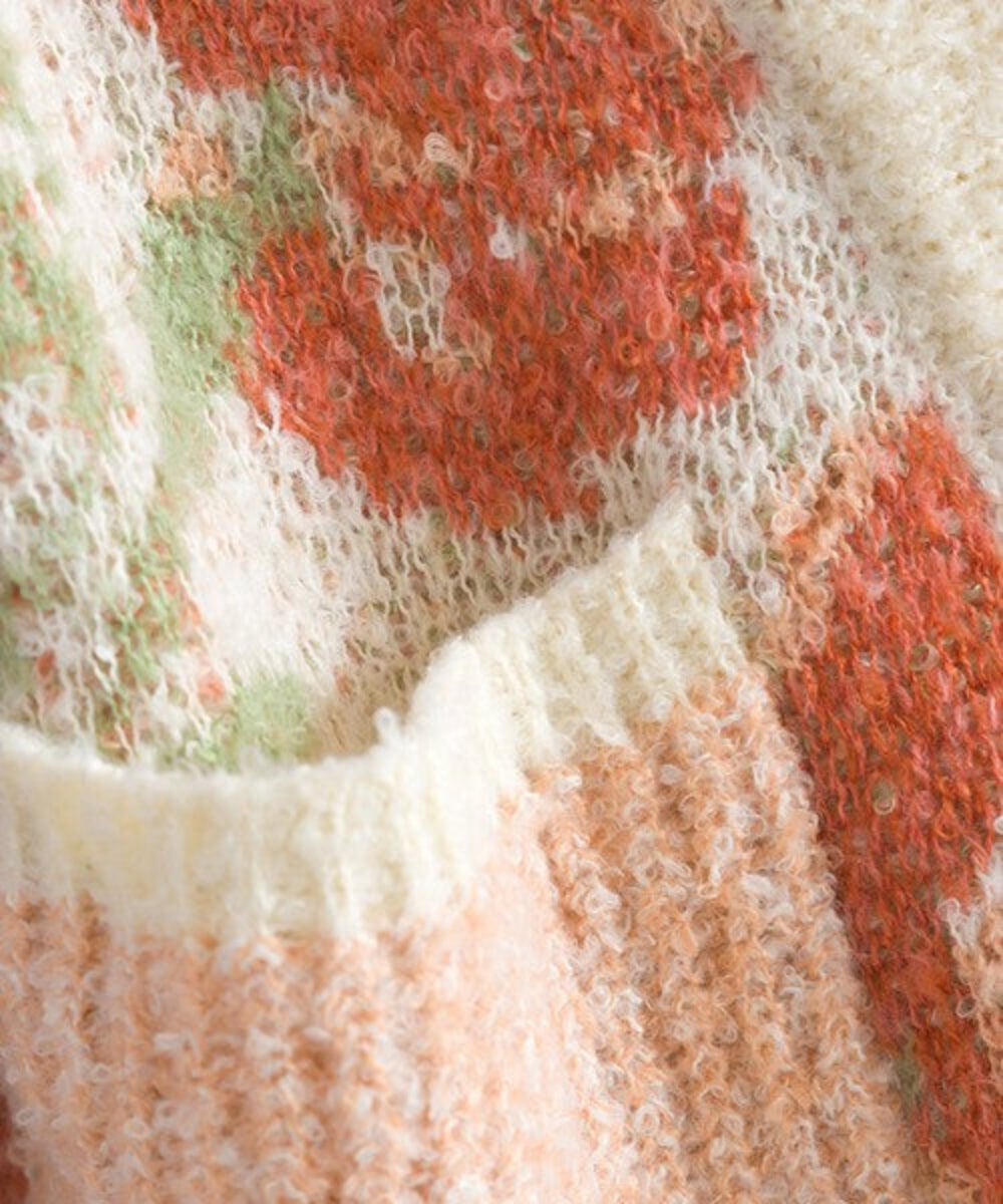 花卉圖案針織開襟外套