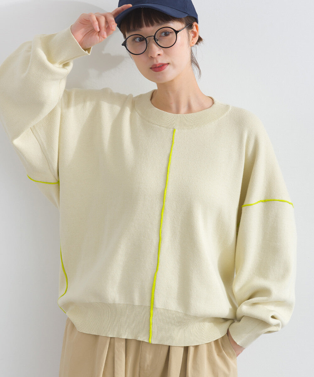 撞色滾邊闊身繭型上衣