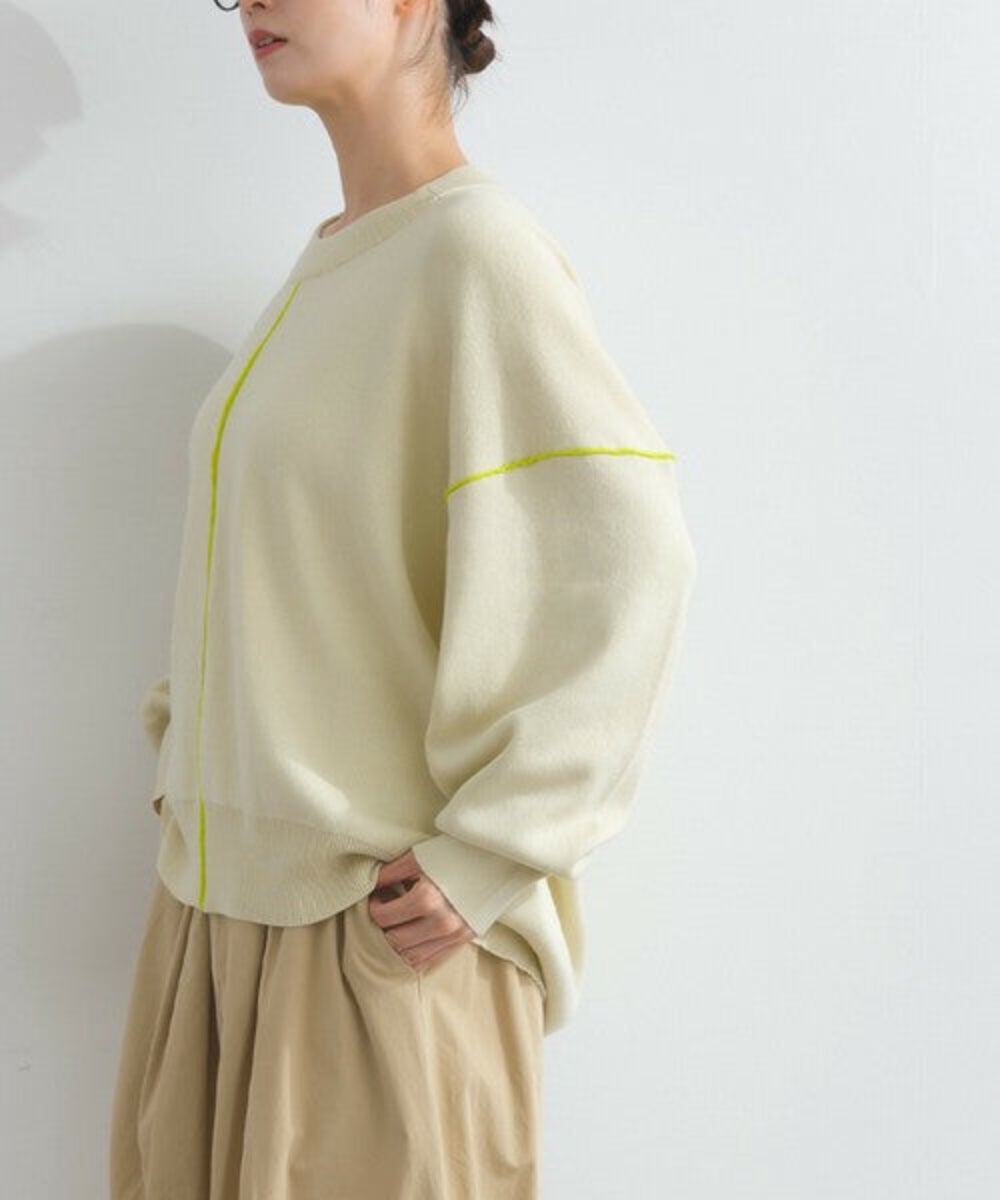 撞色滾邊闊身繭型上衣