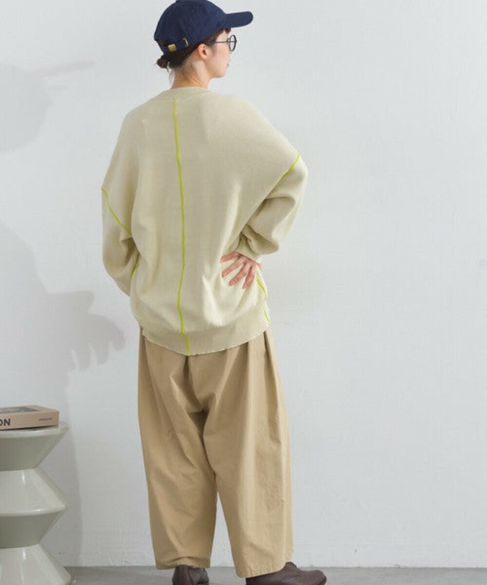 撞色滾邊闊身繭型上衣