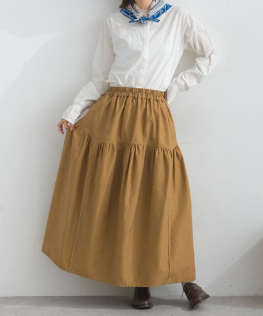 駝色水洗牛仔布半身裙