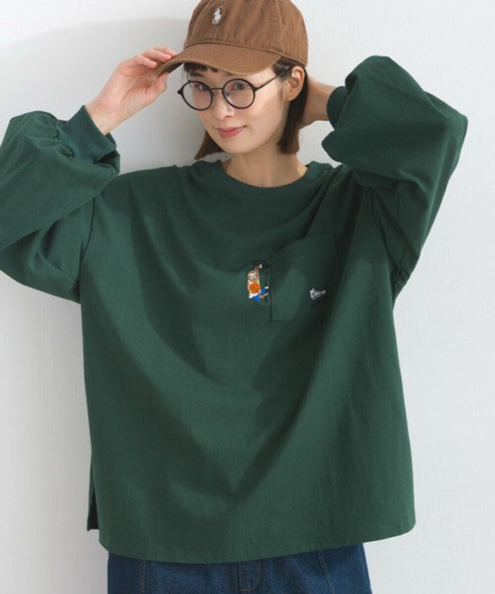 口袋動物圖案長袖 T-shirt