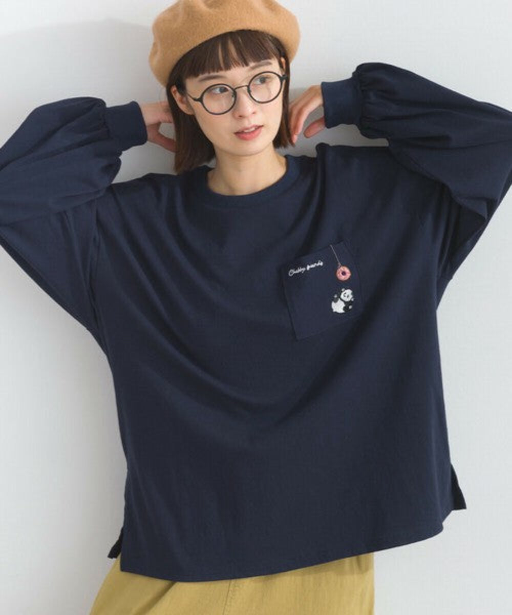 口袋動物圖案長袖 T-shirt