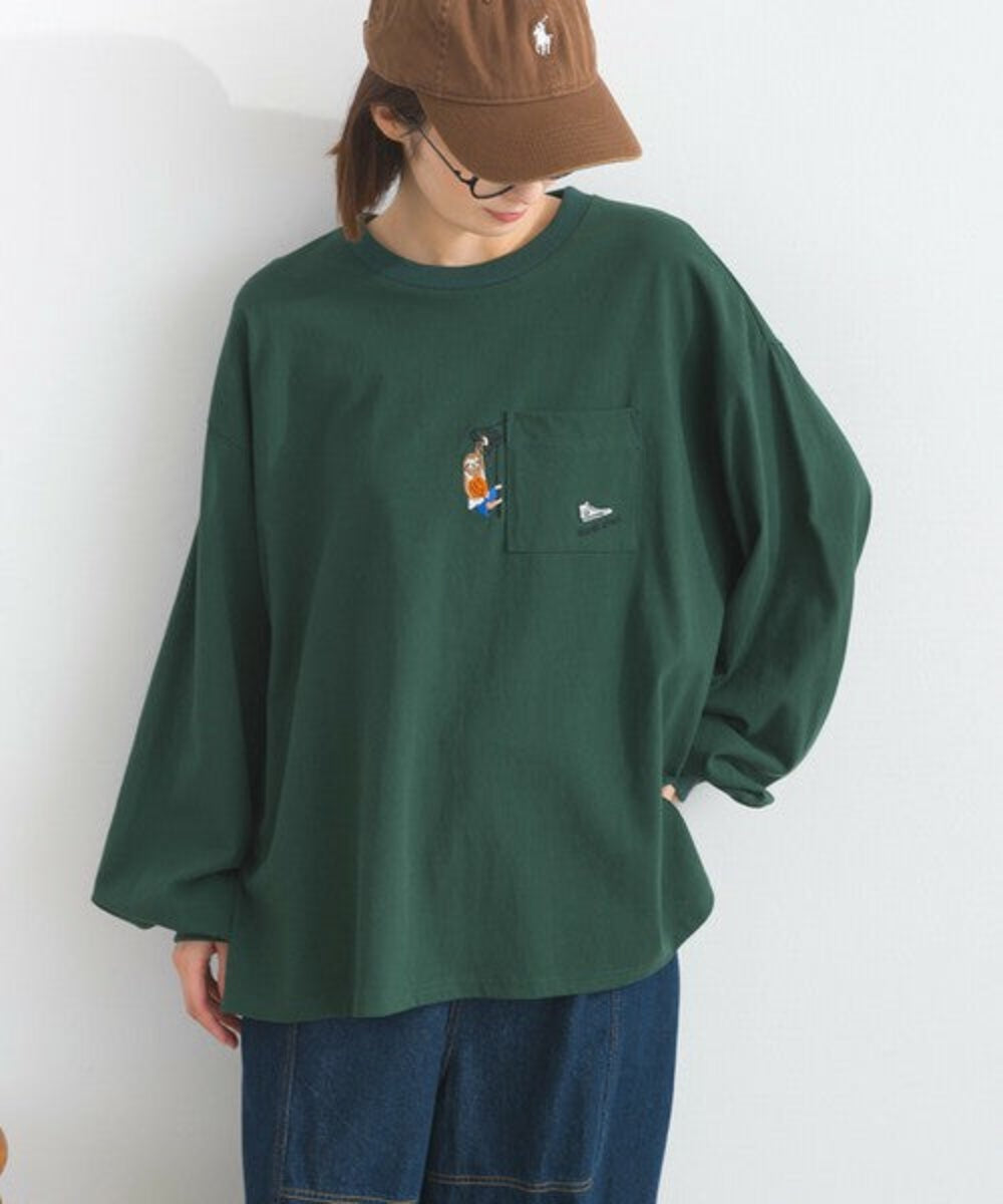 口袋動物圖案長袖 T-shirt