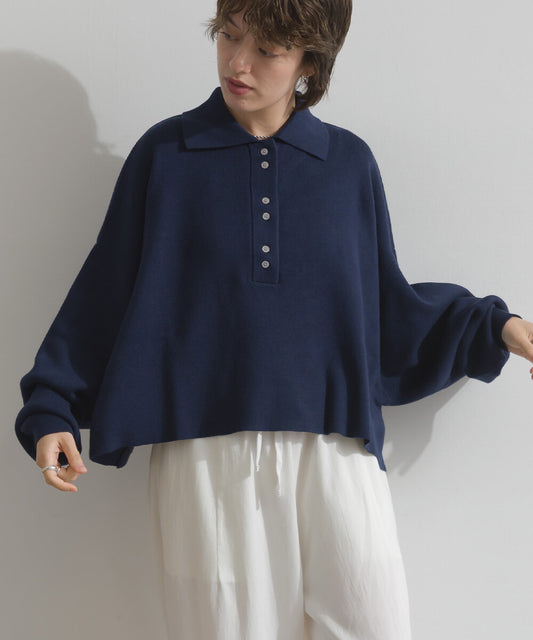 全針編織Polo領針織上衣