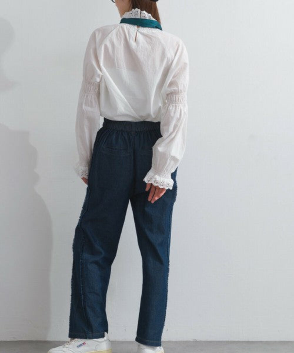 流蘇滾邊輕薄牛仔長褲