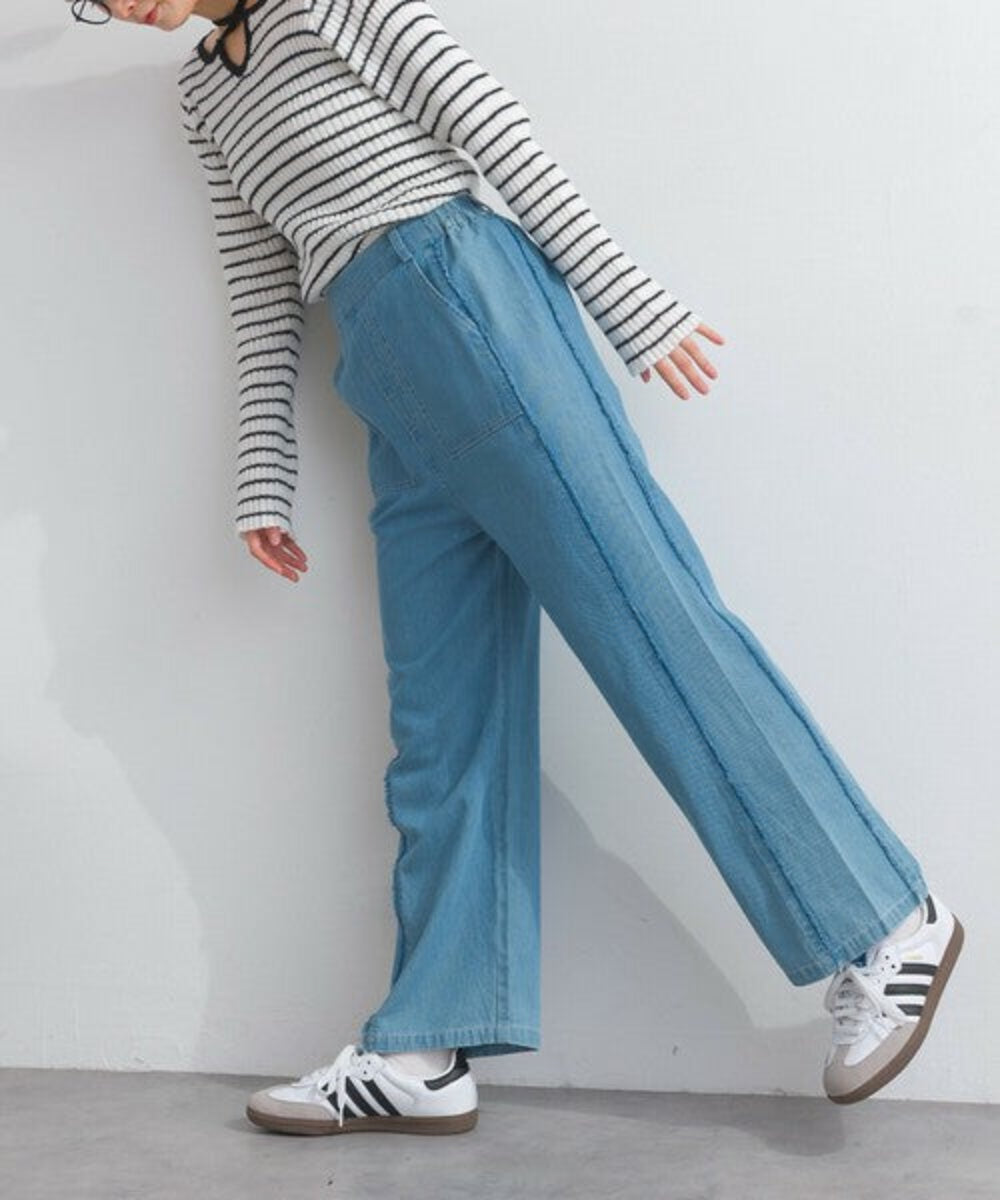 流蘇滾邊輕薄牛仔長褲