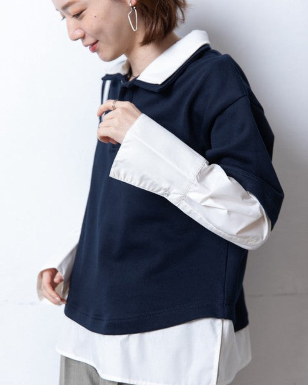 撞色假兩件Polo襯衫