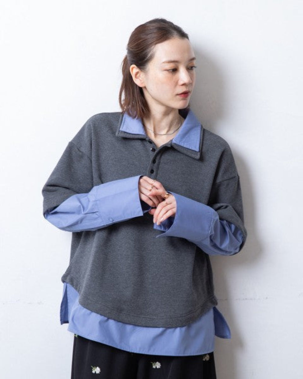 撞色假兩件Polo襯衫