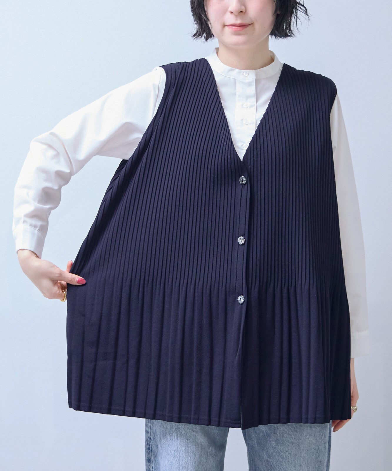 褶襉百褶裙擺寬鬆背心