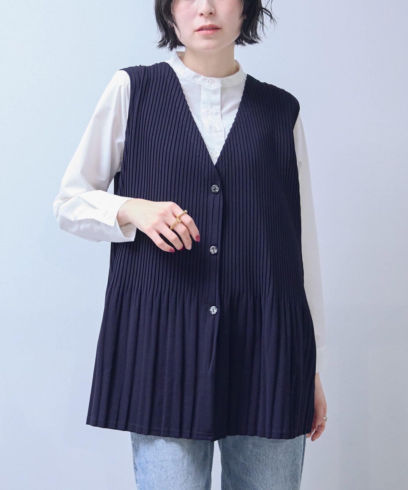 褶襉百褶裙擺寬鬆背心