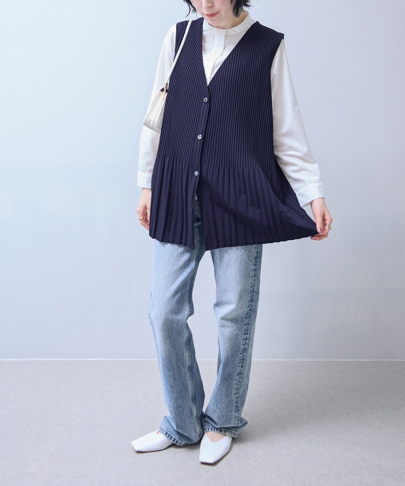 褶襉百褶裙擺寬鬆背心