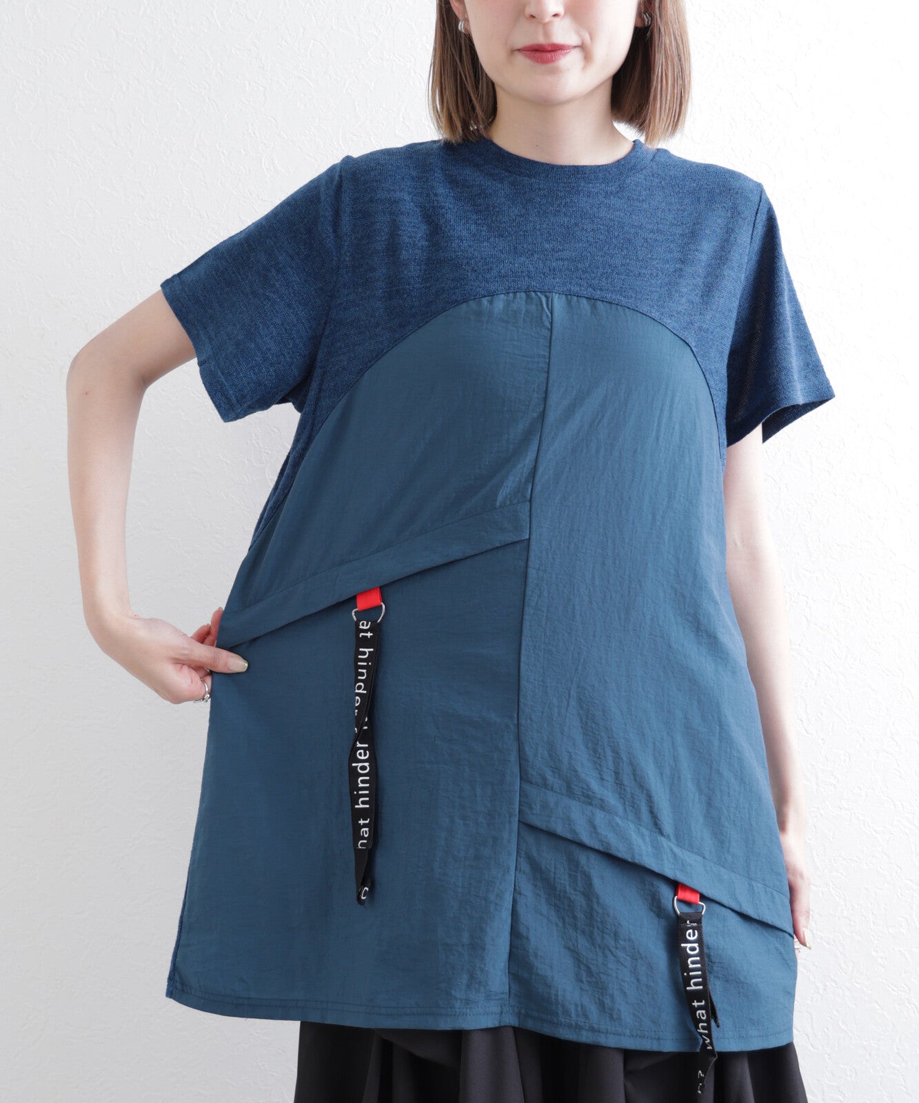 拼布長身短袖 T-shirt