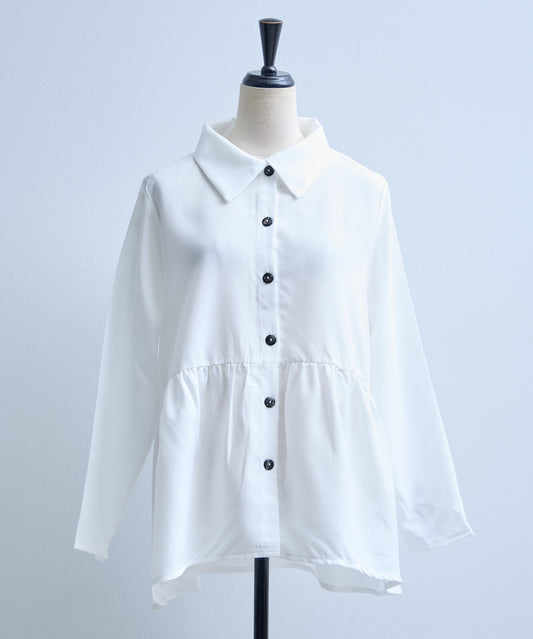 純色褶襉開襟襯衫