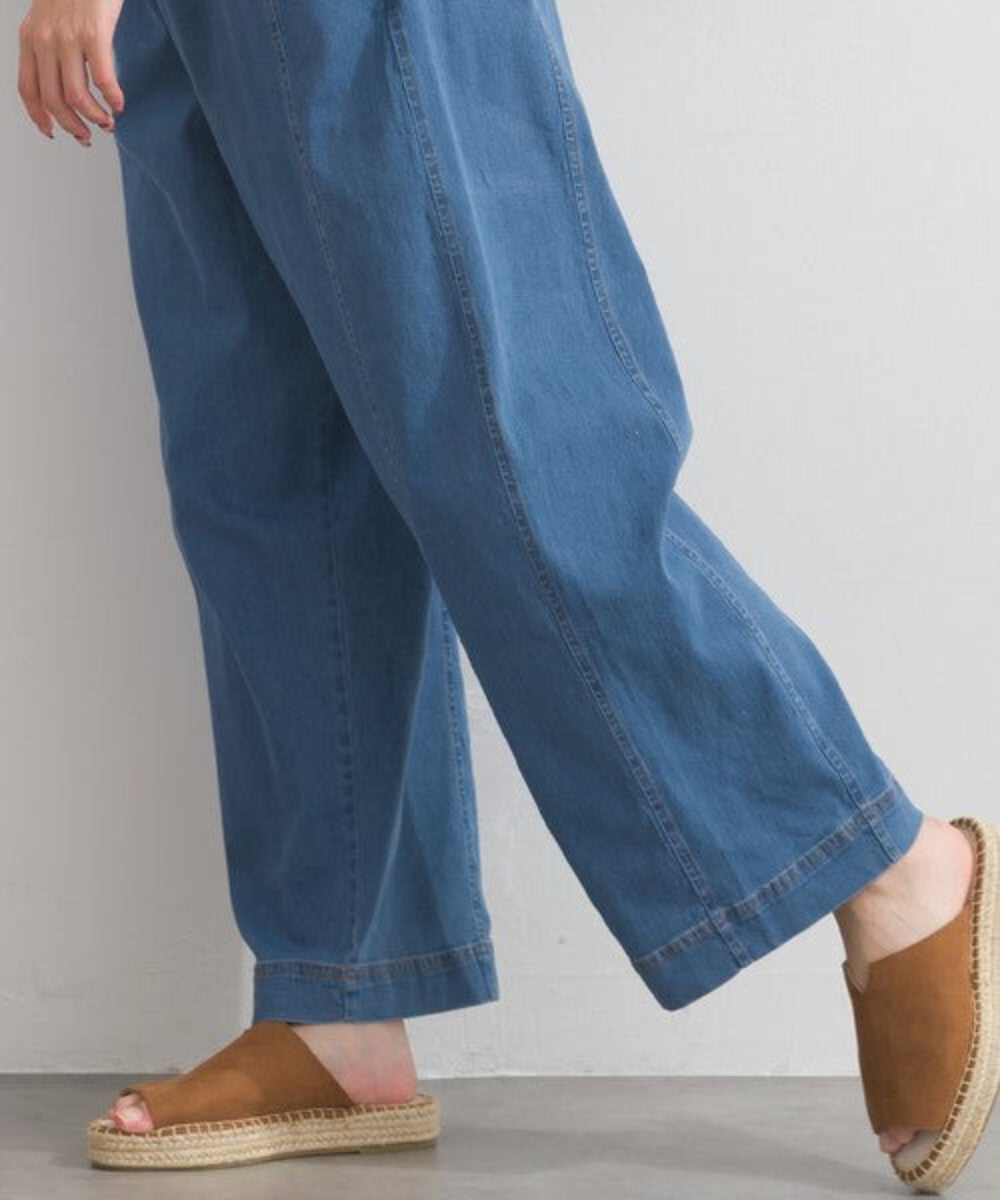 清涼觸感牛仔寬筒褲