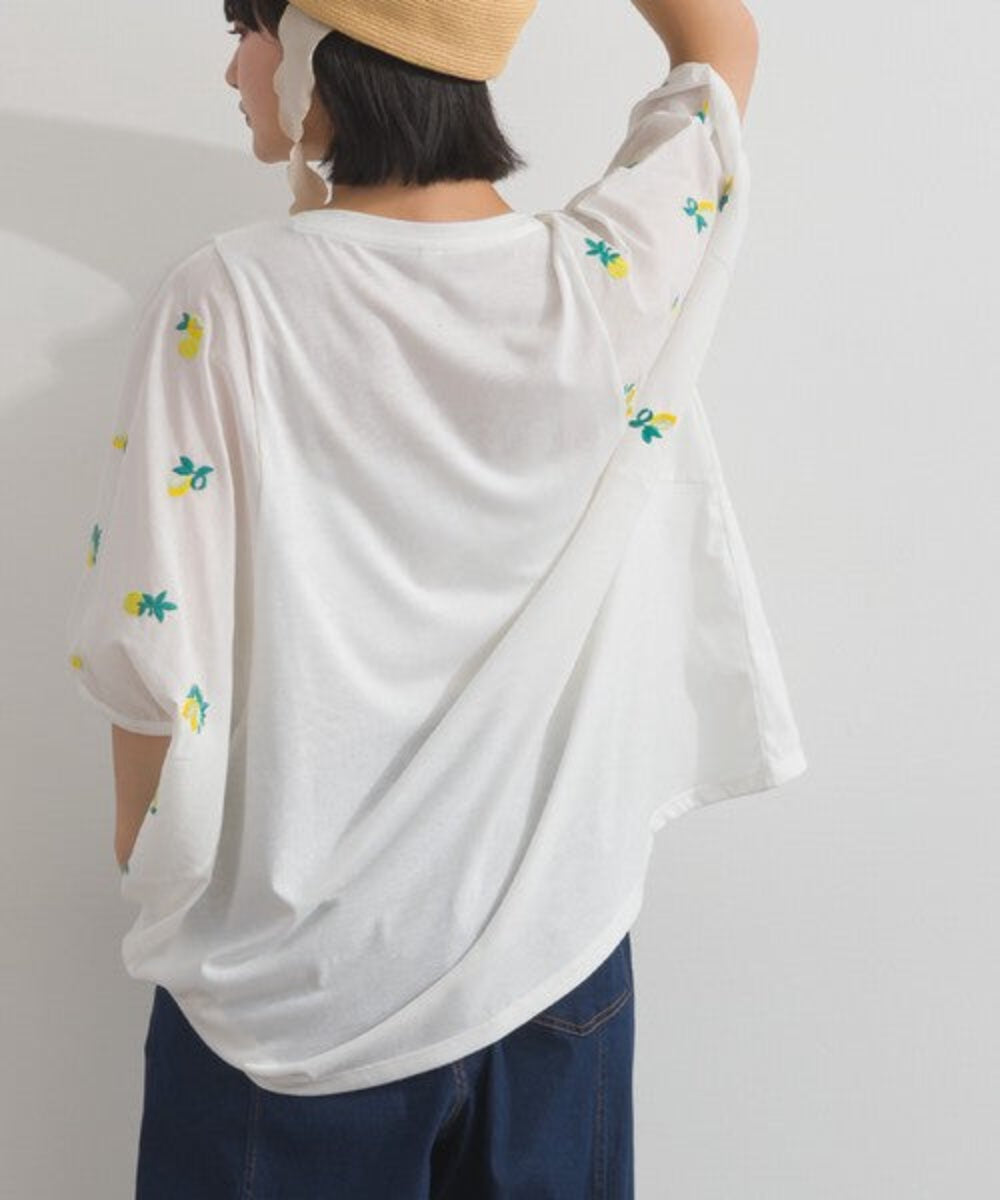 碎花刺繡袖子寬鬆T-shirt