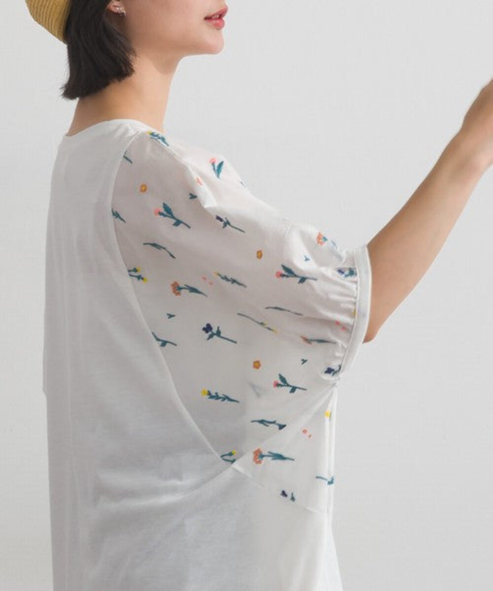 碎花刺繡袖子寬鬆T-shirt