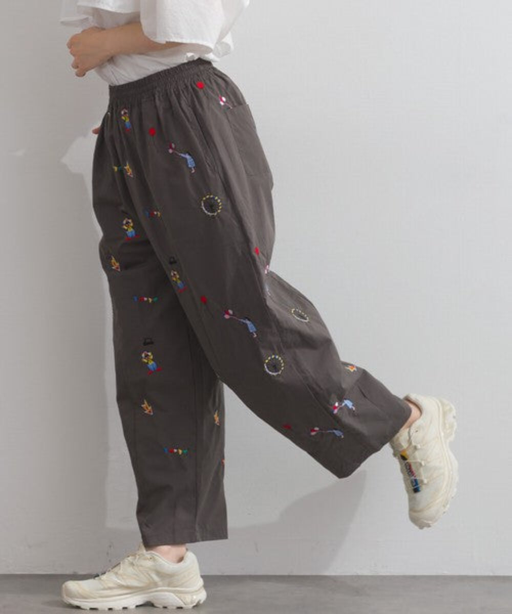 馬戲團主題刺繡圖案長褲