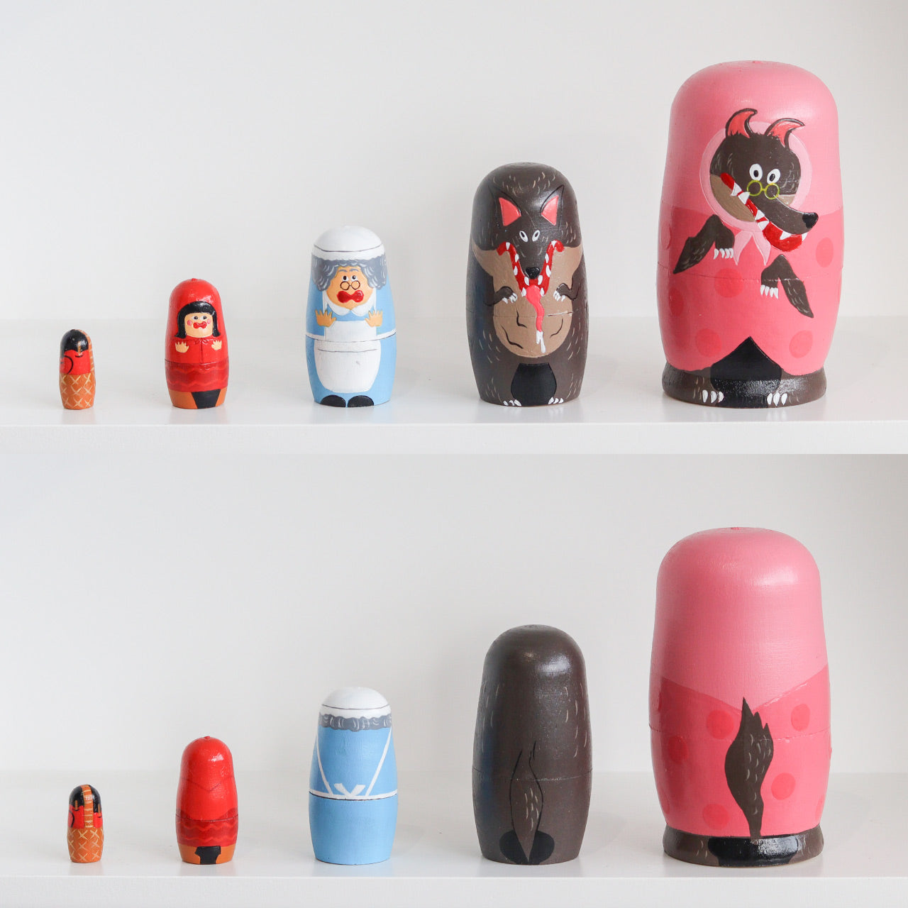 小紅帽童話故事木製套娃