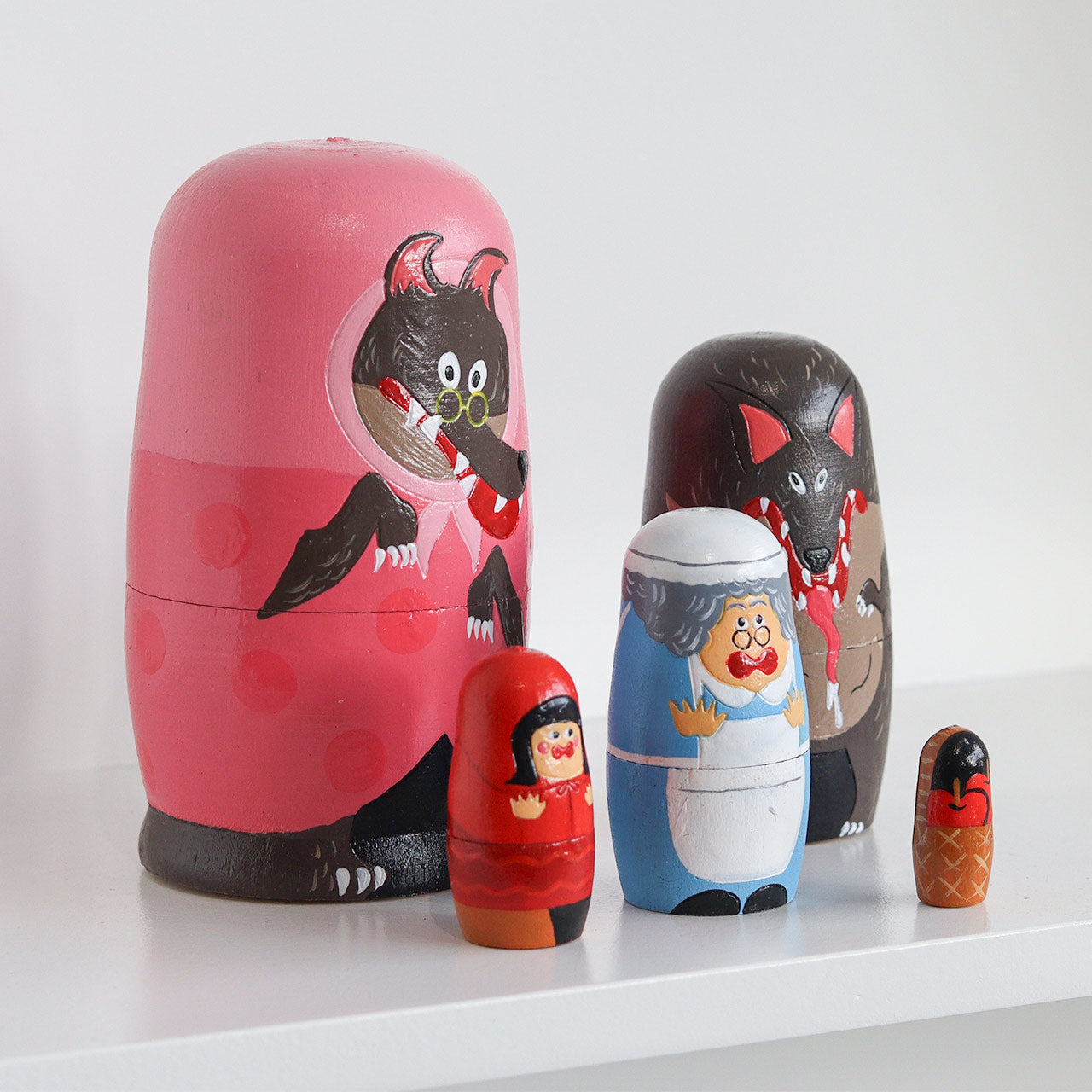 小紅帽童話故事木製套娃