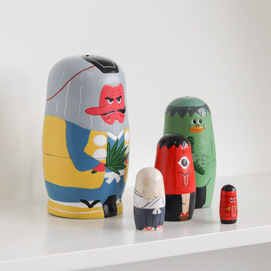 日本傳說妖怪木製套娃