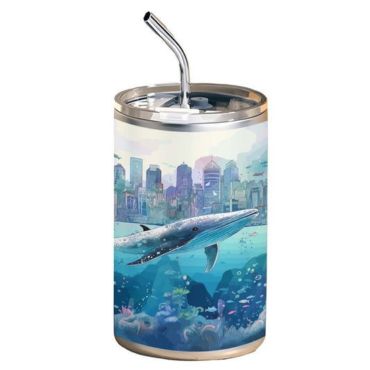"Beauty of the Whale" Stainless Steel Insulated Coffee Cup 600ml