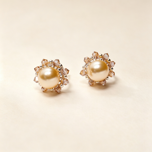 [Stained Window - Gold 13～15mm] Embroidery Earrings