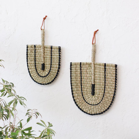 天然水草編織扇