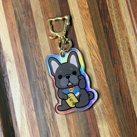Lucky Frenchie BK+WT Keychain