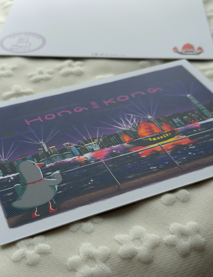 維多利亞港 night （Postcard)