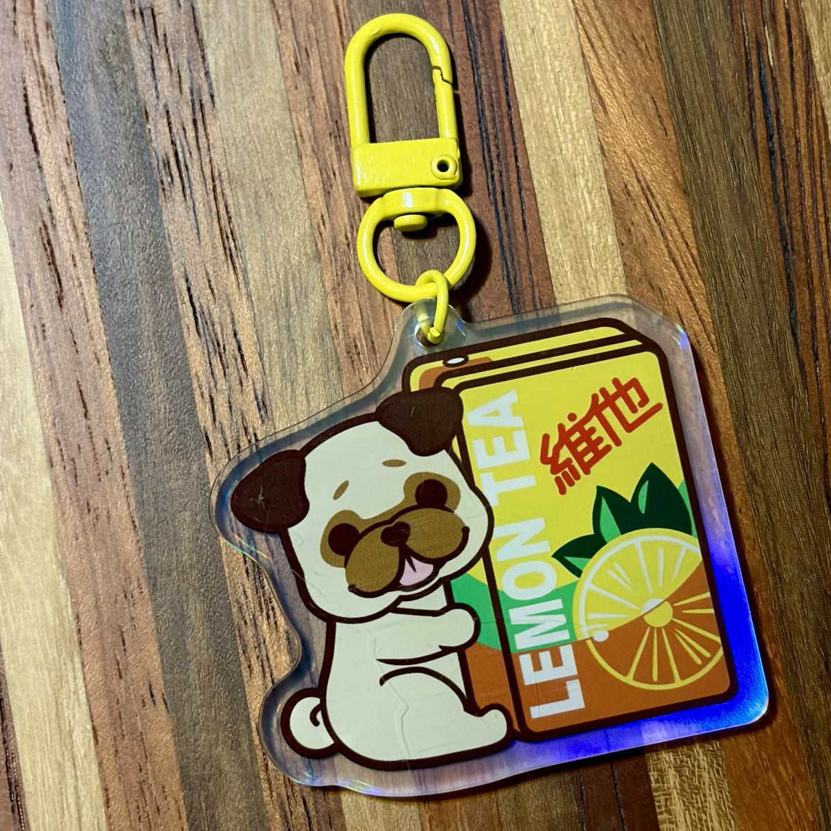 Lemon Tea Pug Keychain