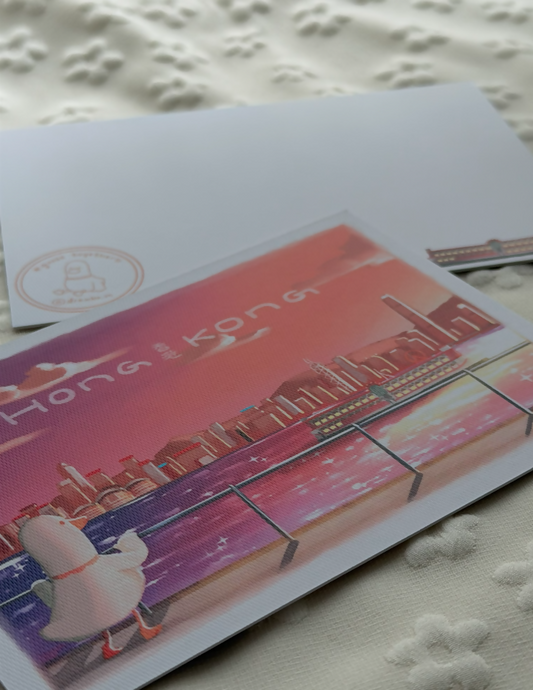 維多利亞港 sunset （Postcard)