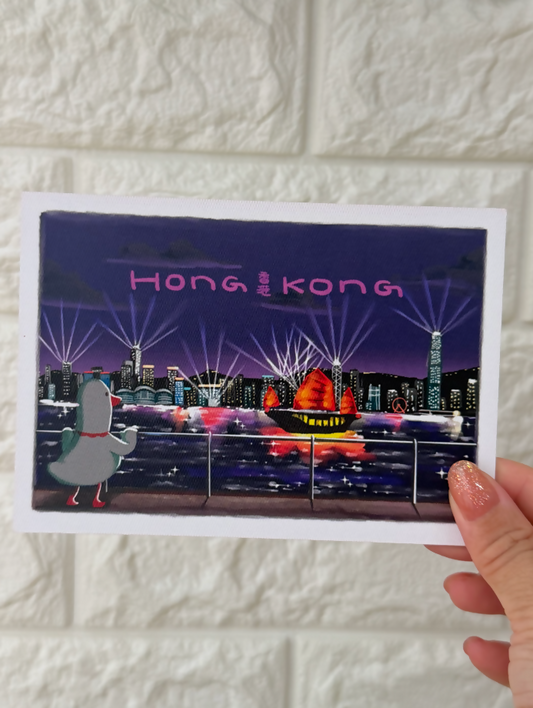 維多利亞港 night （Postcard)