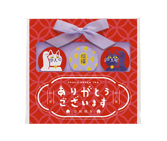 Japanese Thank You Gift Tea Bag Lucky Cat (White Peach Green Tea)