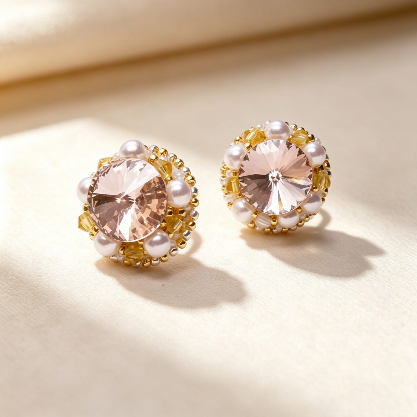 [ Autumn Water- Pink 18mm] Embroidery Earrings