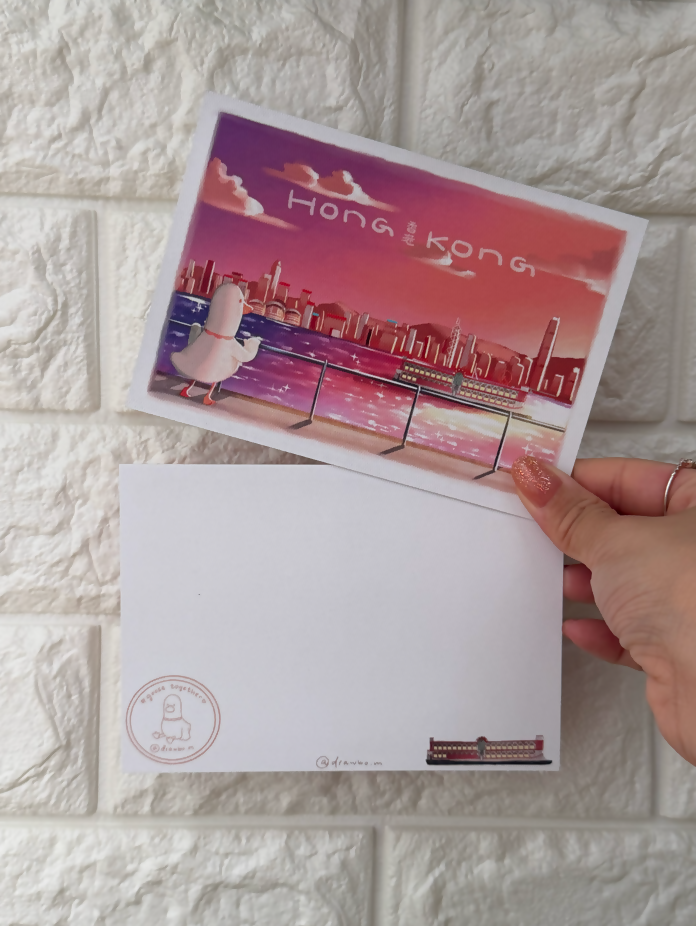 維多利亞港 sunset （Postcard)