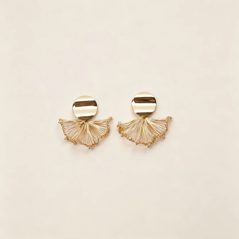[Iridescent- Gold version 3cm] Embroidered Earrings