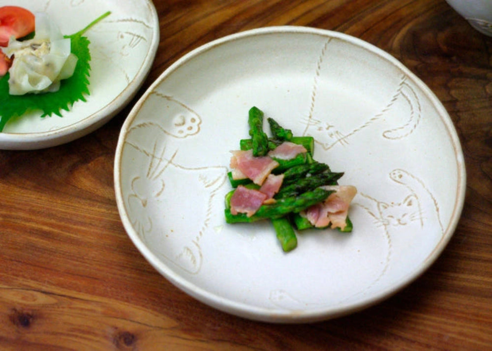 益子燒 貓咪浮雕圖案15cm碟