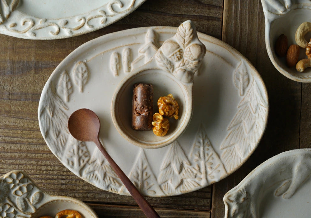 益子燒 橡實造型豆皿