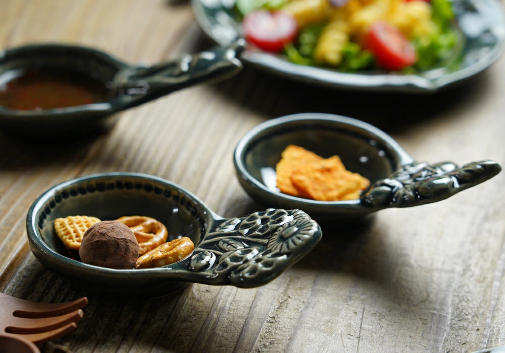 益子燒 小花造型豆皿