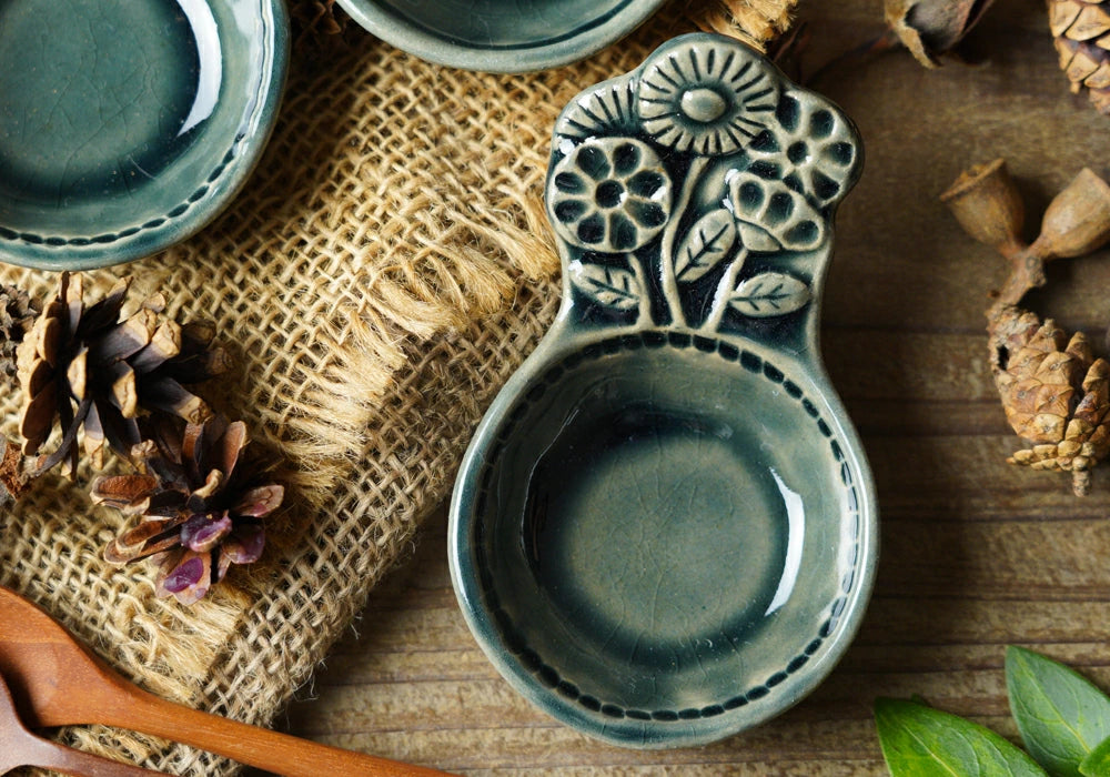 益子燒 小花造型豆皿