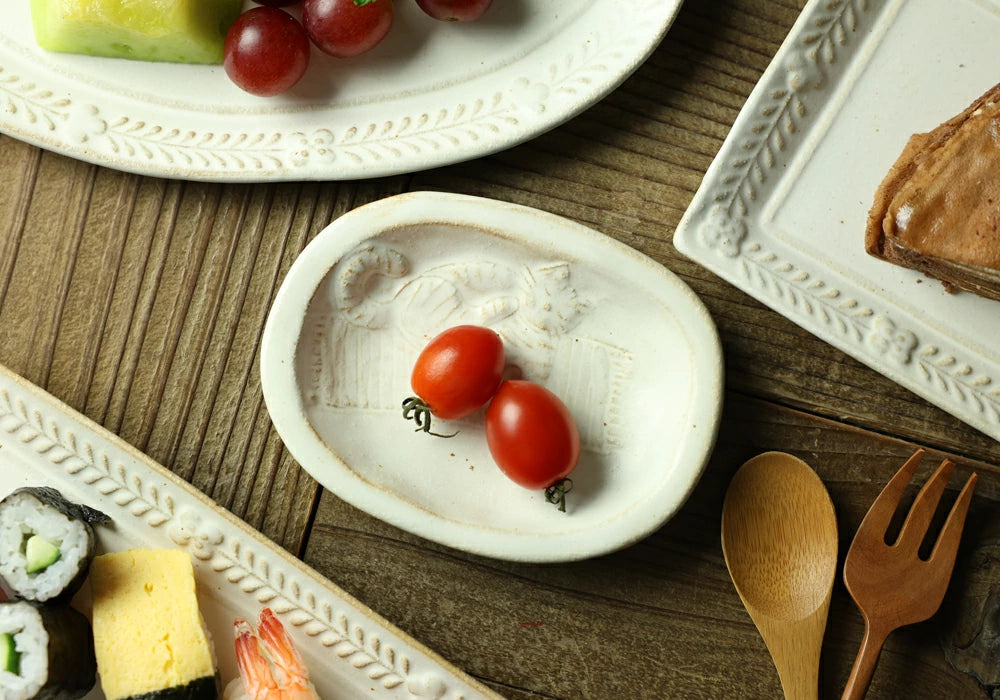 益子燒 睡覺貓咪浮雕圖案小皿